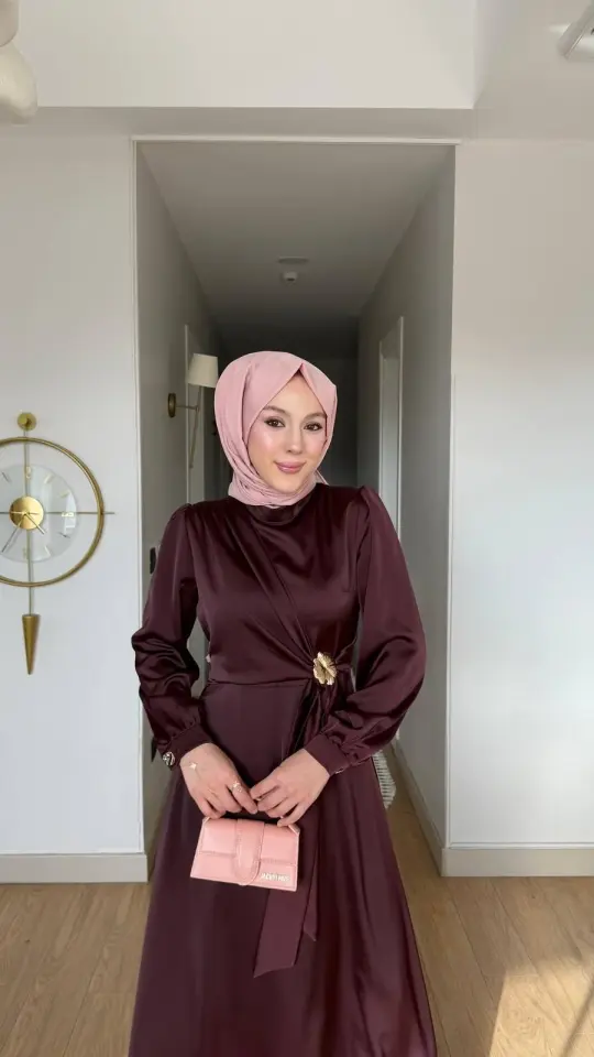 Yeni Sezon Arya Saten Abiye Bordo