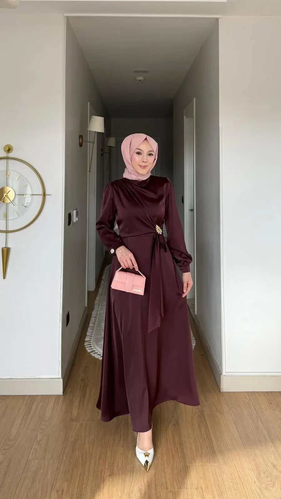 Yeni Sezon Arya Saten Abiye Bordo