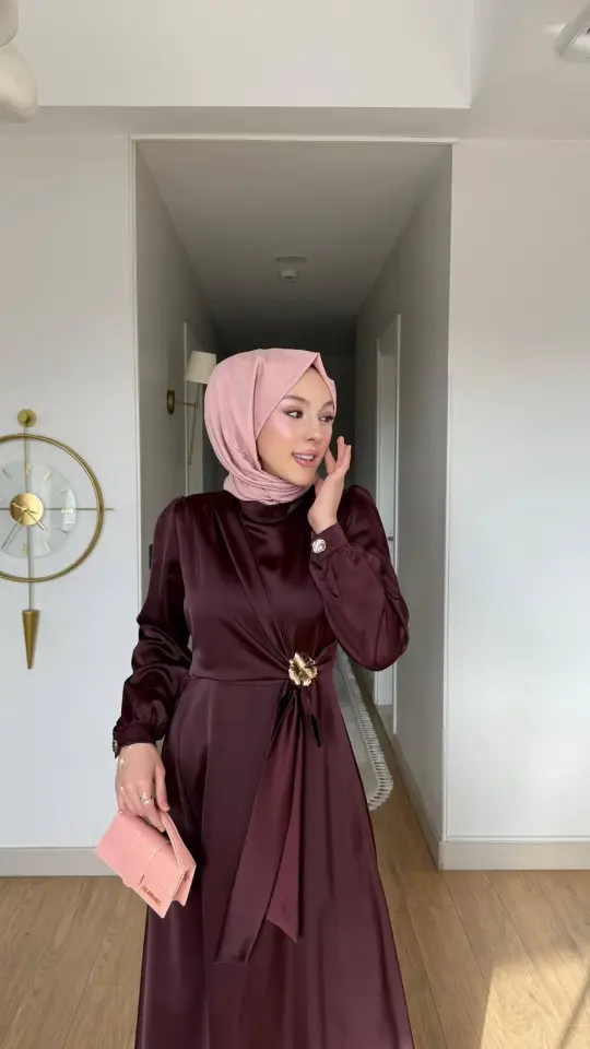 Yeni Sezon Arya Saten Abiye Bordo