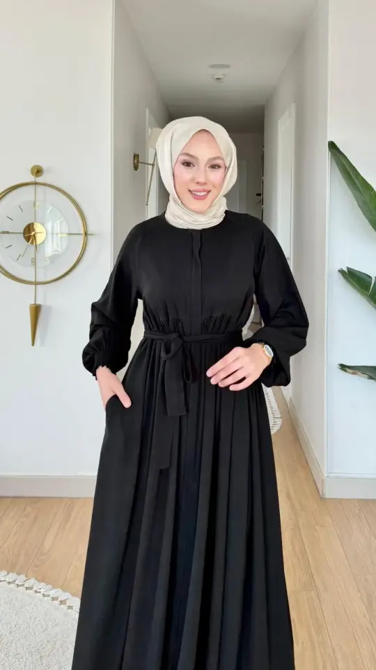 Yeni Sezon Ahsen Ferace Medine İpeği Siyah
