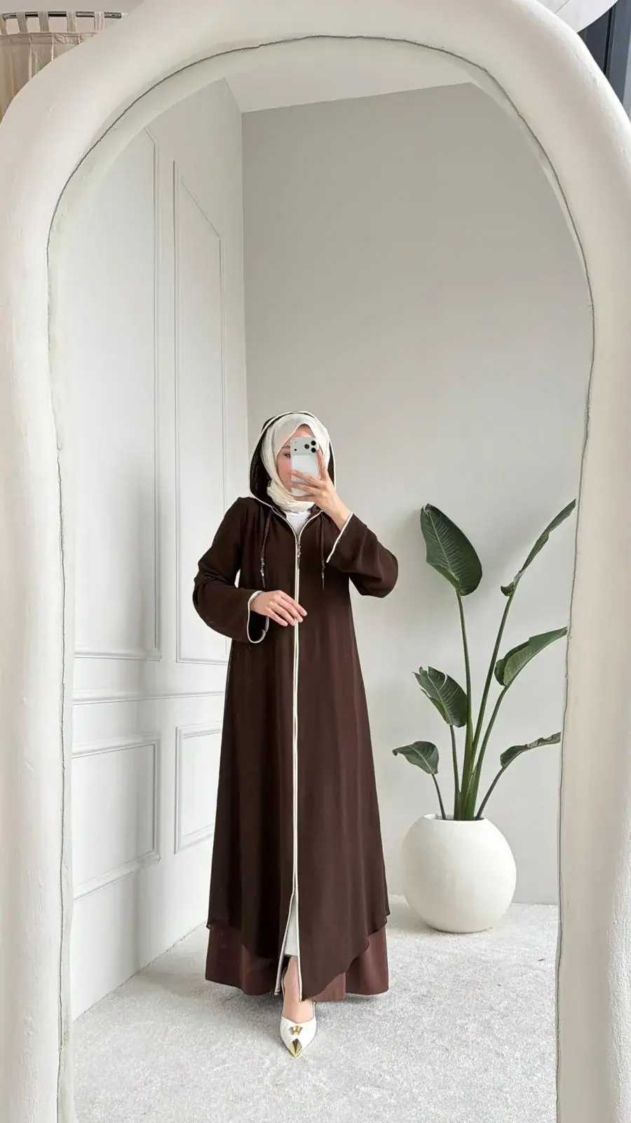 Aslı Dubai İpeği Ferace Acı Kahve