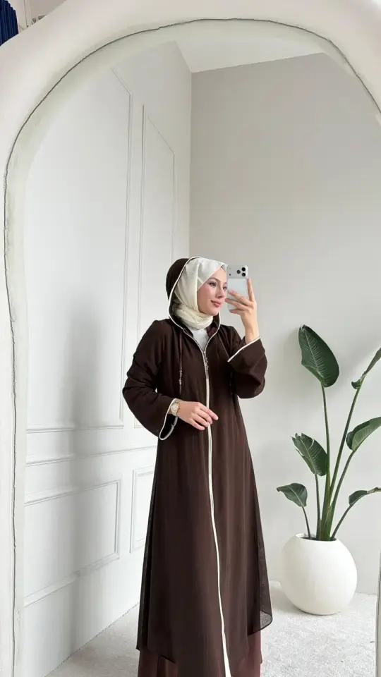 Aslı Dubai İpeği Ferace Acı Kahve