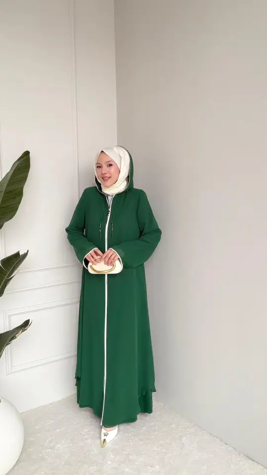 Aslı Dubai İpeği Ferace Zümrüt Yeşili