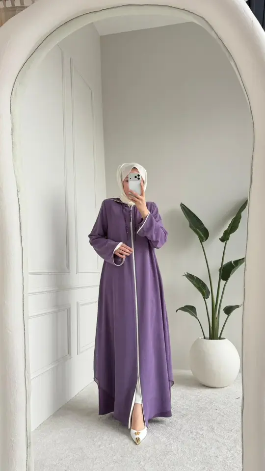 Aslı Dubai İpeği Ferace Lavanta
