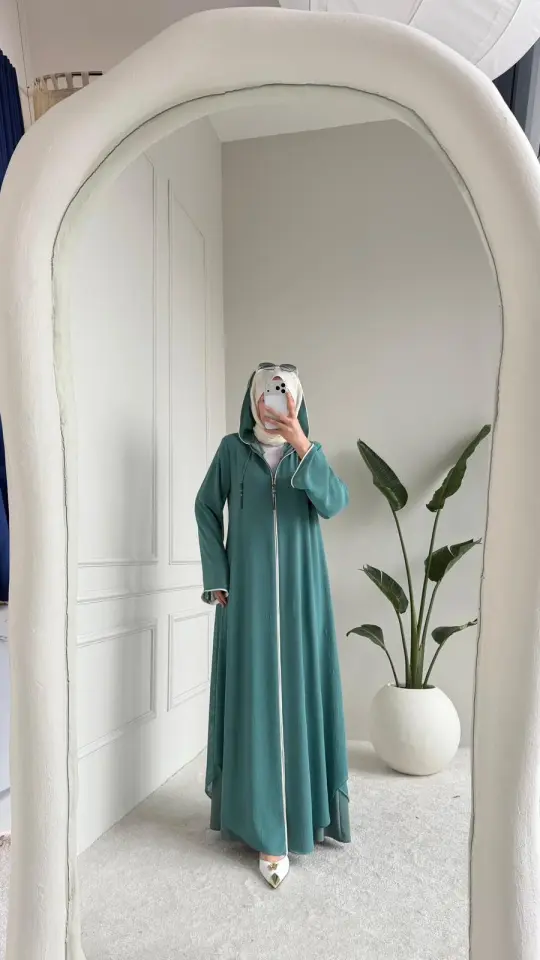 Aslı Dubai İpeği Ferace Turkuaz