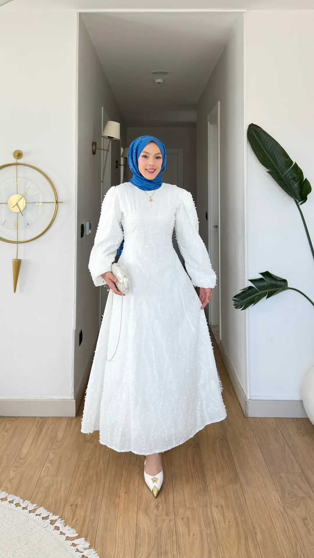 Yeni Sezon Kuğu Astarlı Pamuk Elbise Beyaz