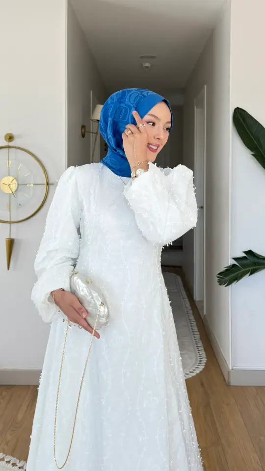 Yeni Sezon Kuğu Astarlı Pamuk Elbise Beyaz
