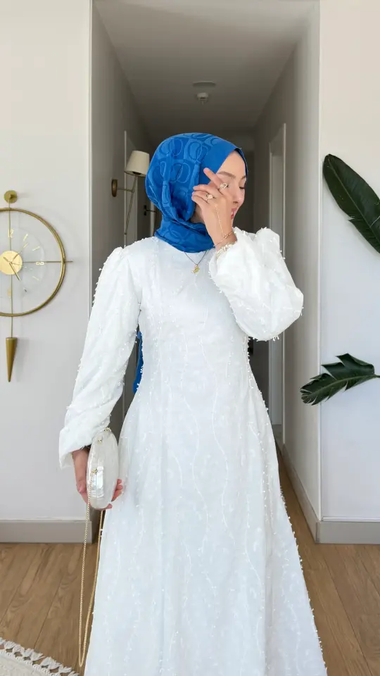 Yeni Sezon Kuğu Astarlı Pamuk Elbise Beyaz