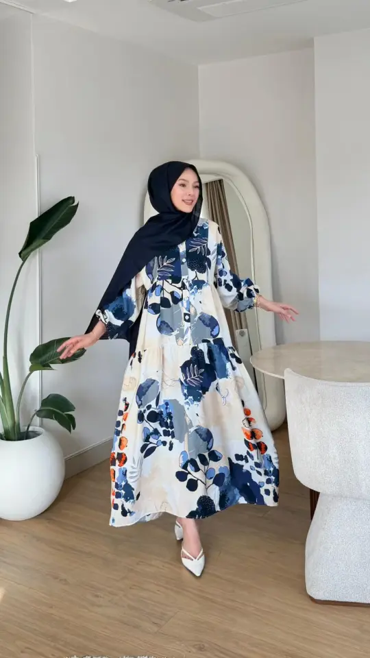 Yeni Sezon Mango Çiçek Elbise Mavi Desen