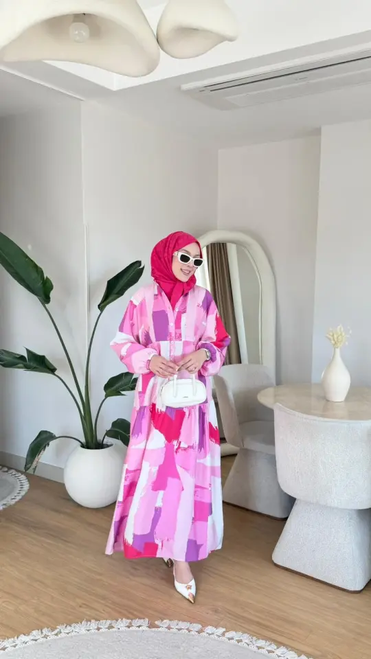 Yeni Sezon Mango Çiçek Elbise Pembe Desen