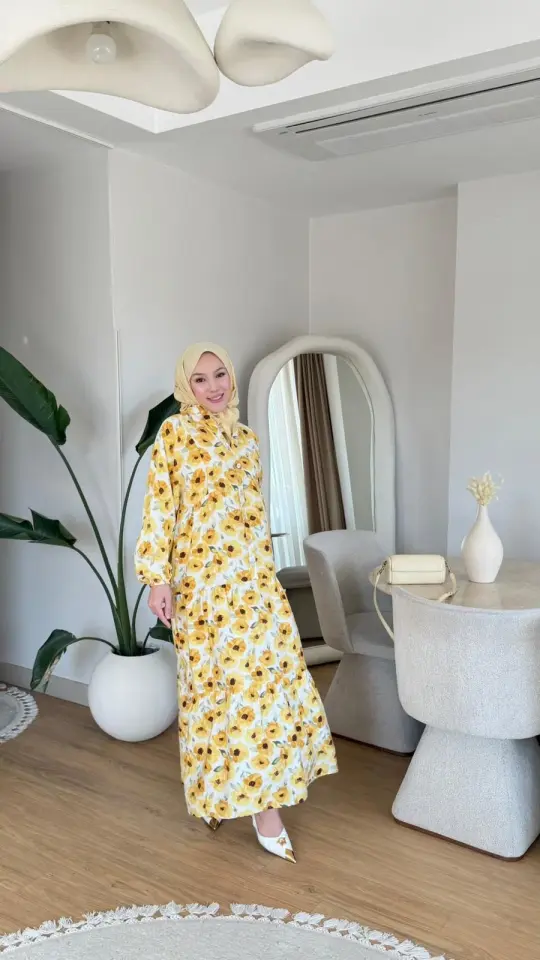 Yeni Sezon Mango Çiçek Elbise Sarı Desen