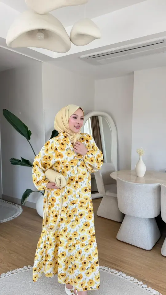 Yeni Sezon Mango Çiçek Elbise Sarı Desen