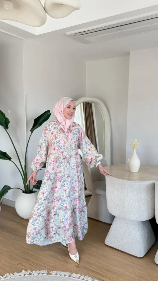 Yeni Sezon Mango Çiçek Elbise Toz Pembe Desen