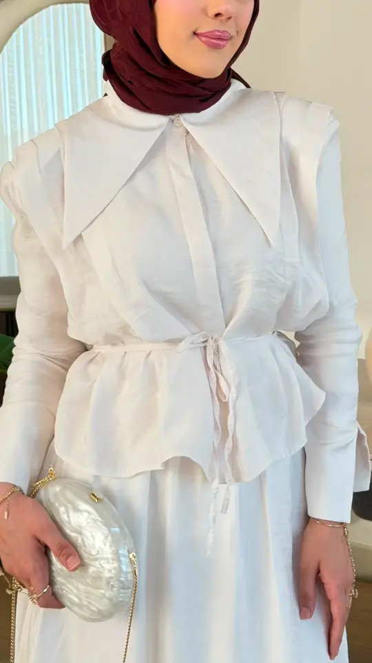 Yeni Sezon Burçin Takım Saten Beyaz