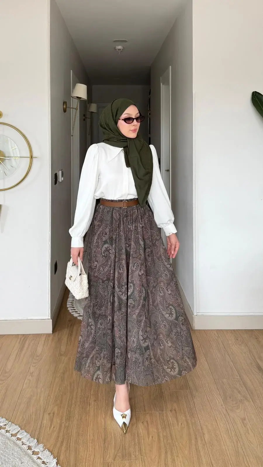 Yeni Sezon Etnik Desen Etek (Kemer Hediyeli) Yeşil