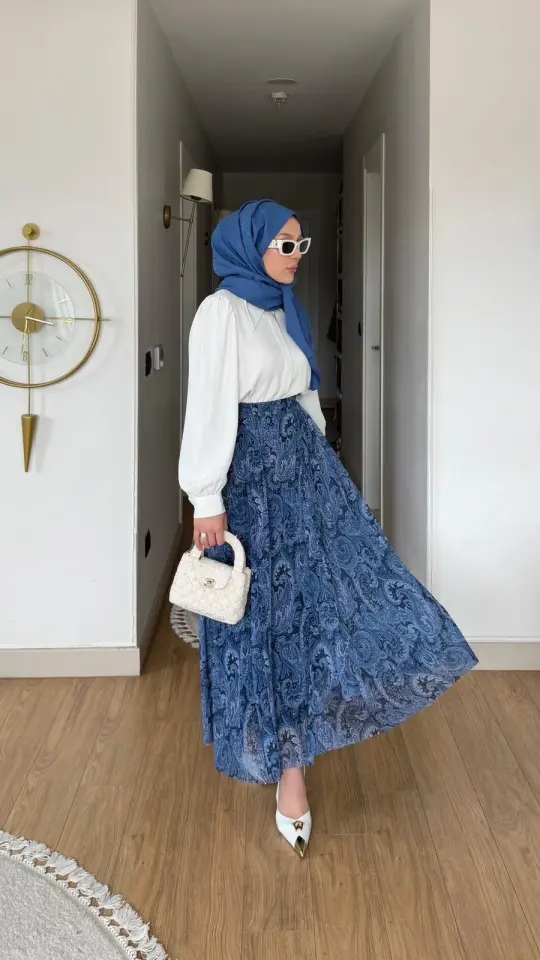 Yeni Sezon Etnik Desen Etek (Kemer Hediyeli) Mavi