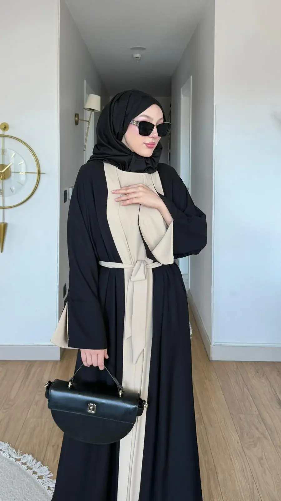 Yeni Sezon Noor Abaya (ABAYA - İÇLİK 2 PARÇA VE KUŞAKLI) Siyah
