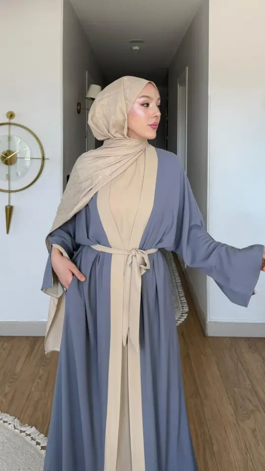 Yeni Sezon Noor Abaya (ABAYA - İÇLİK 2 PARÇA VE KUŞAKLI) Füme