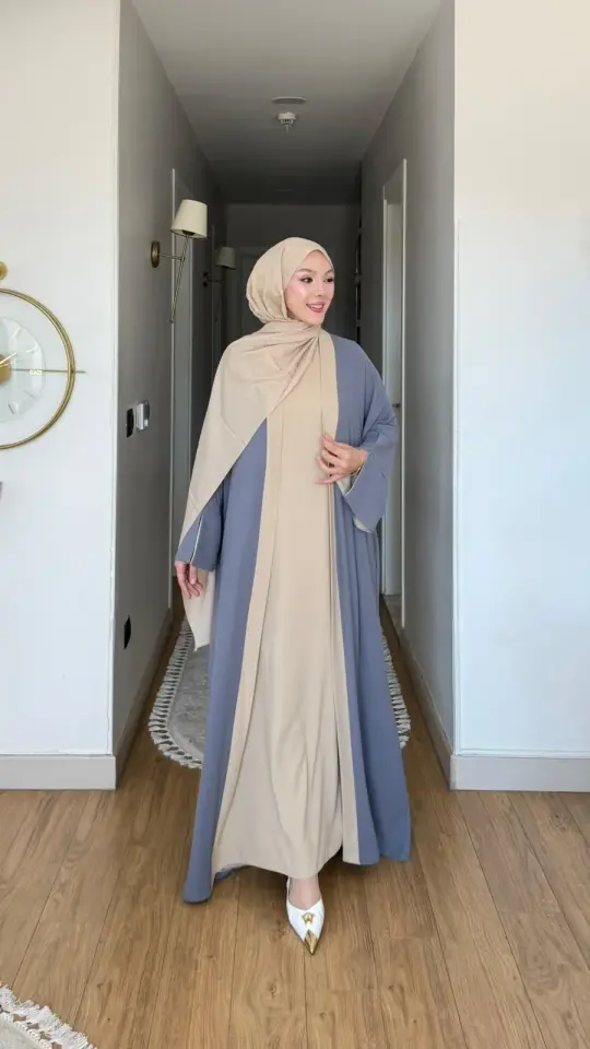 Yeni Sezon Noor Abaya (ABAYA - İÇLİK 2 PARÇA VE KUŞAKLI) Füme