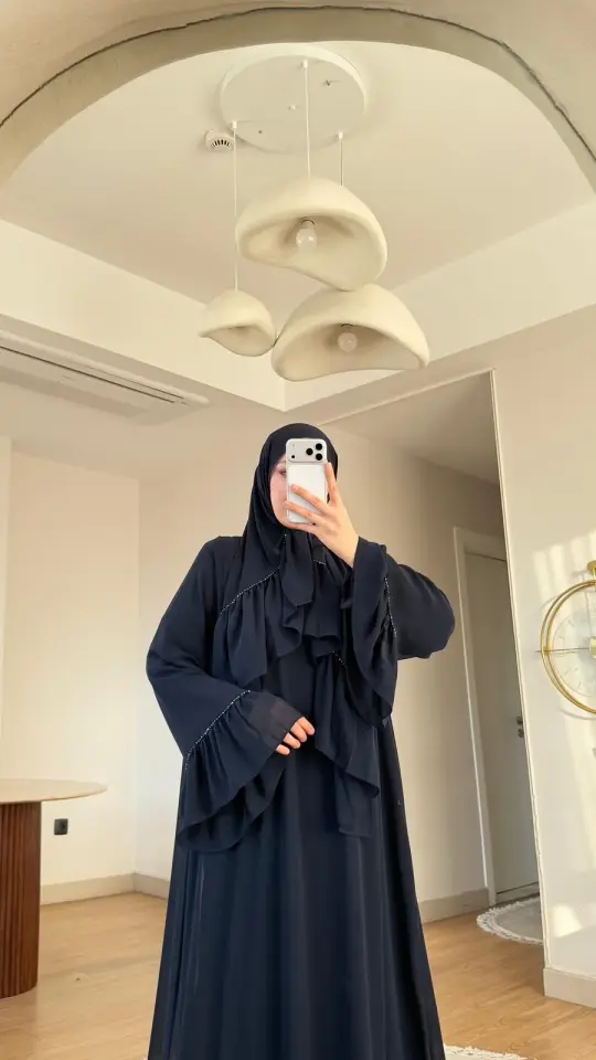 Yeni Sezon Safir Abaya (Şal Hedyeli) Lacivert