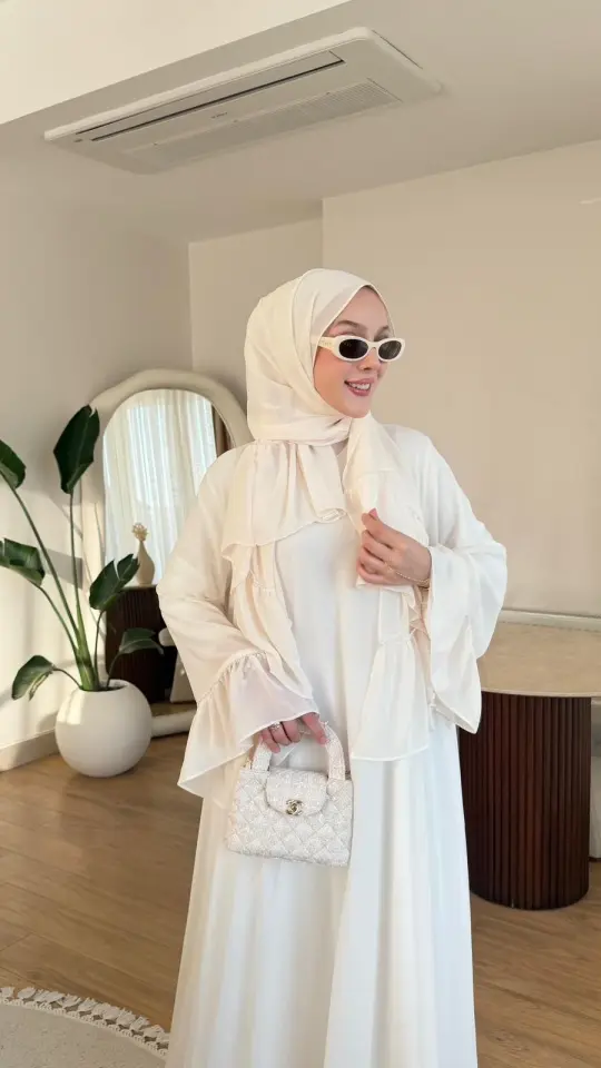 Yeni Sezon Safir Abaya (Şal Hedyeli) Beyaz