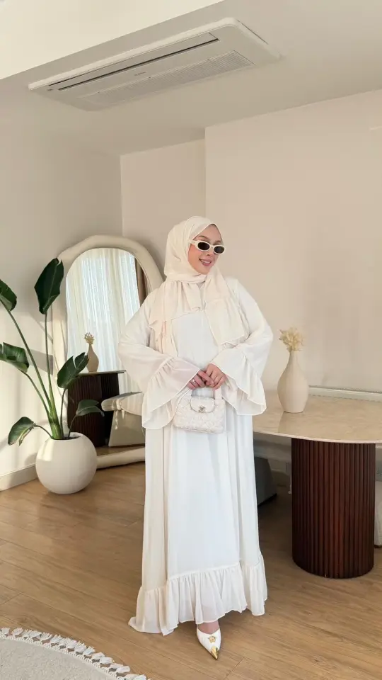 Yeni Sezon Safir Abaya (Şal Hedyeli) Beyaz