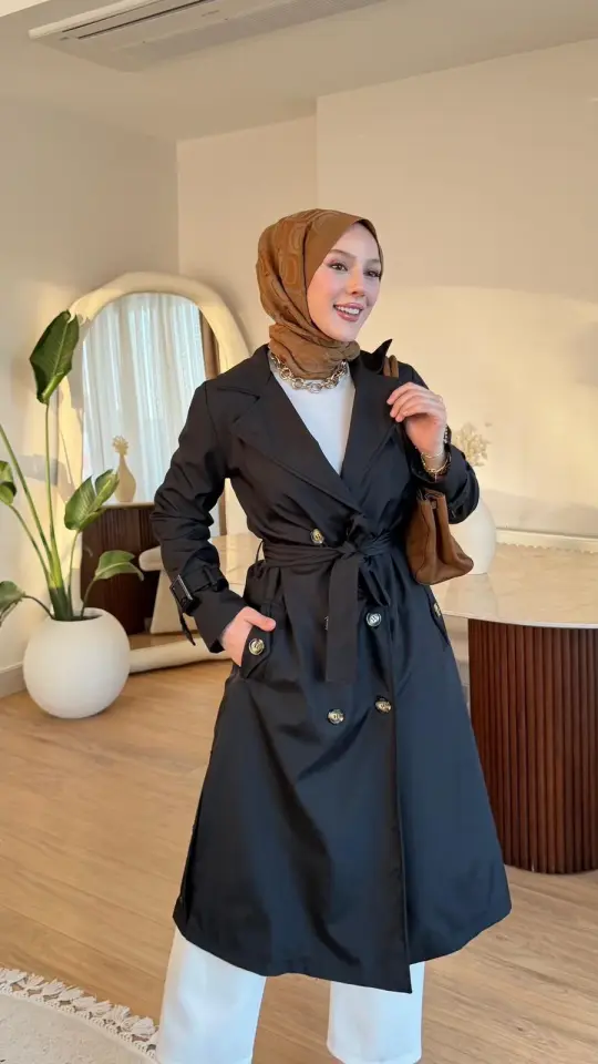 Yeni Sezon Serenay Trençkot Siyah