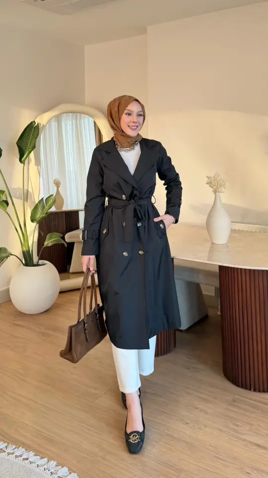 Yeni Sezon Serenay Trençkot Siyah